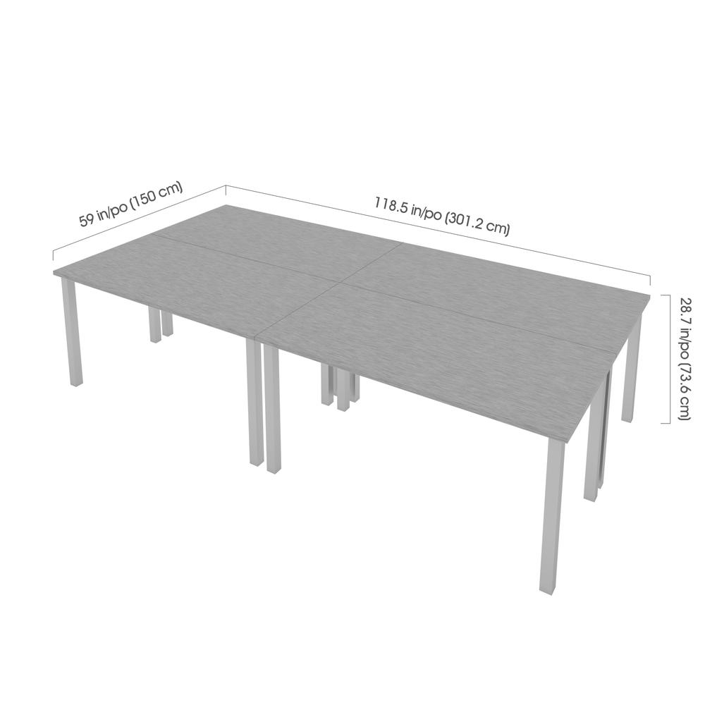 Bestar Universel Four 60W x 30D Table Desks with Square Metal Legs , Black. Picture 3