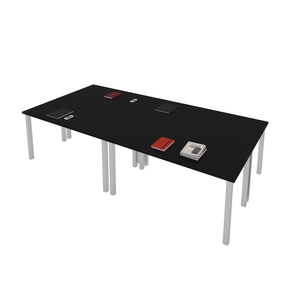 Bestar Universel Four 60W x 30D Table Desks with Square Metal Legs , Black. Picture 2