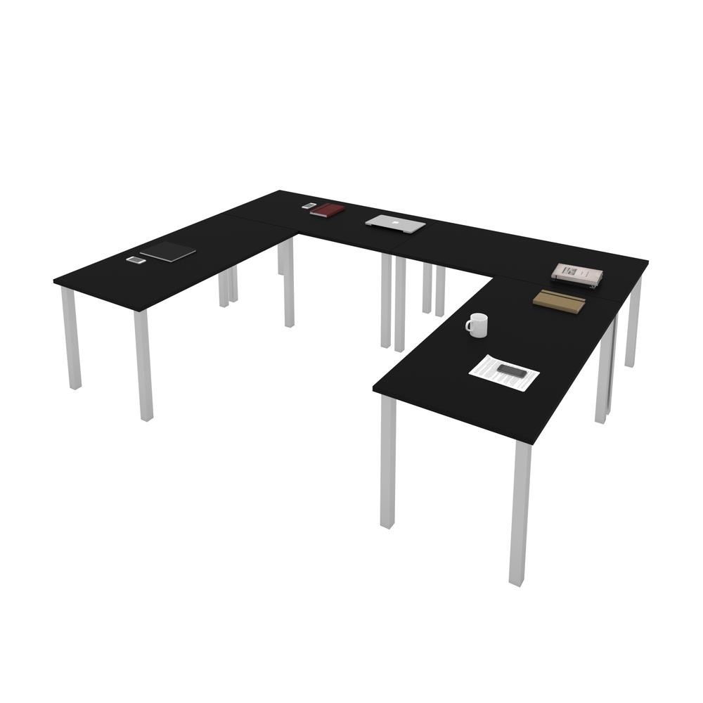 Bestar Universel Four 60W x 30D Table Desks with Square Metal Legs , Black. Picture 6