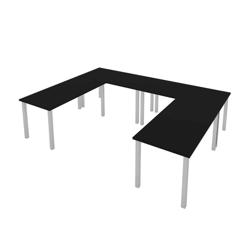 Bestar Universel Four 60W x 30D Table Desks with Square Metal Legs , Black. Picture 7
