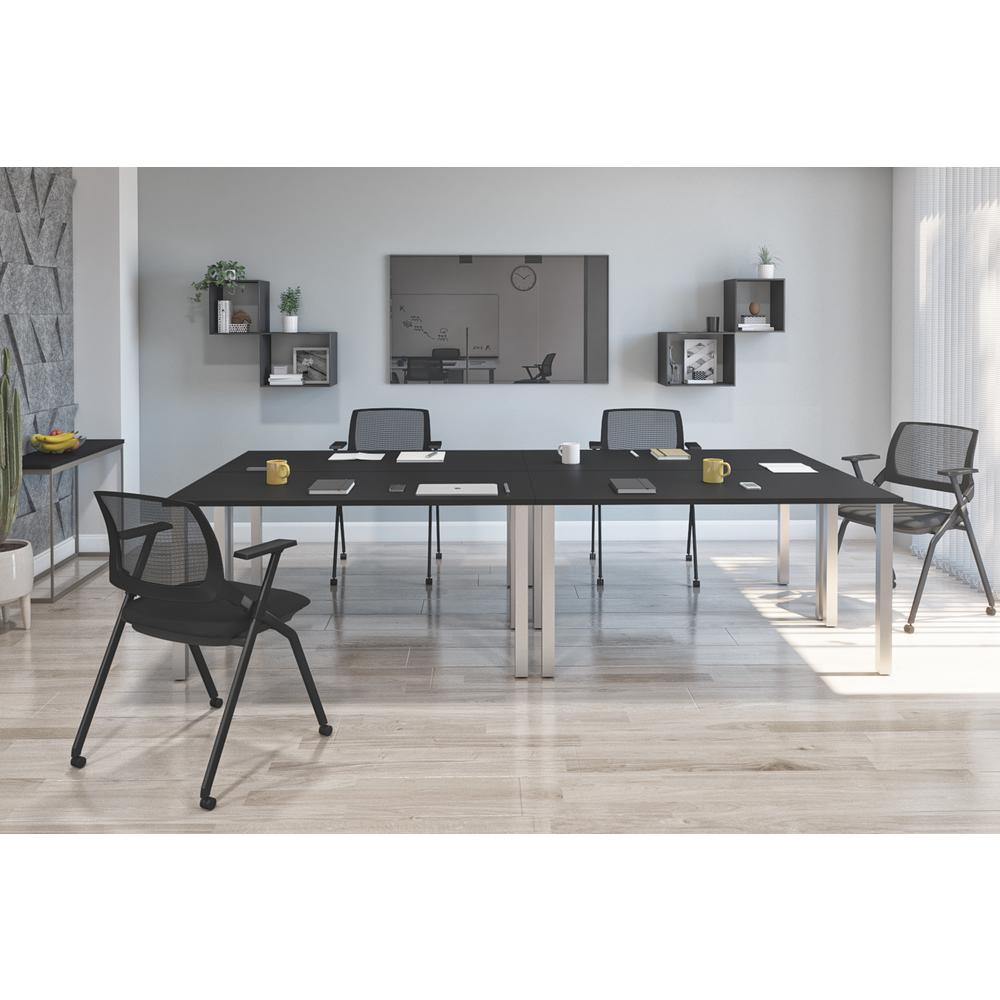 Bestar Universel Four 60W x 30D Table Desks with Square Metal Legs , Black. Picture 8