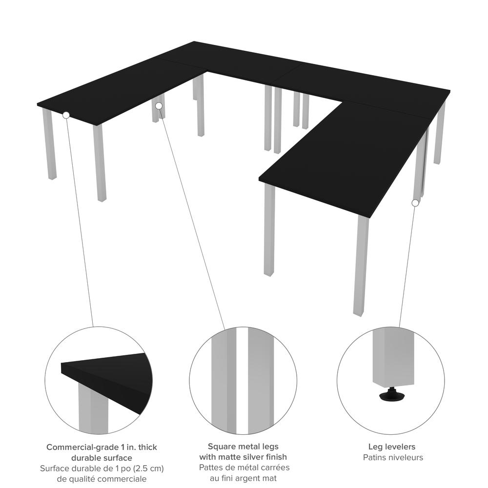 Bestar Universel Four 60W x 30D Table Desks with Square Metal Legs , Black. Picture 9