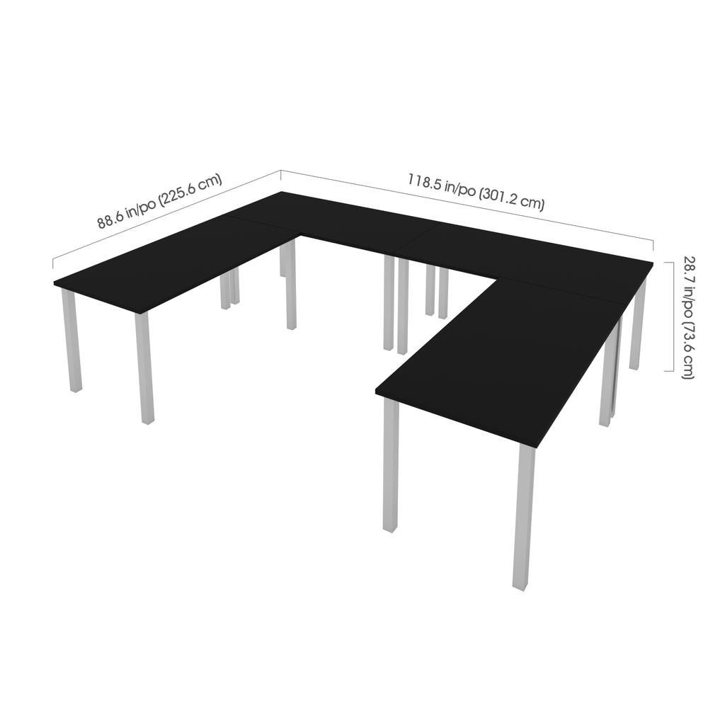 Bestar Universel Four 60W x 30D Table Desks with Square Metal Legs , Black. Picture 10