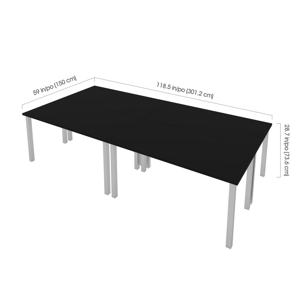 Bestar Universel Four 60W x 30D Table Desks with Square Metal Legs , Black. Picture 11