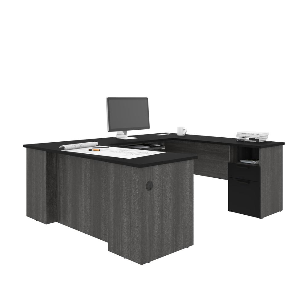 Bestar Norma Norma U-shaped desk - Black & Bark Gray. Picture 1