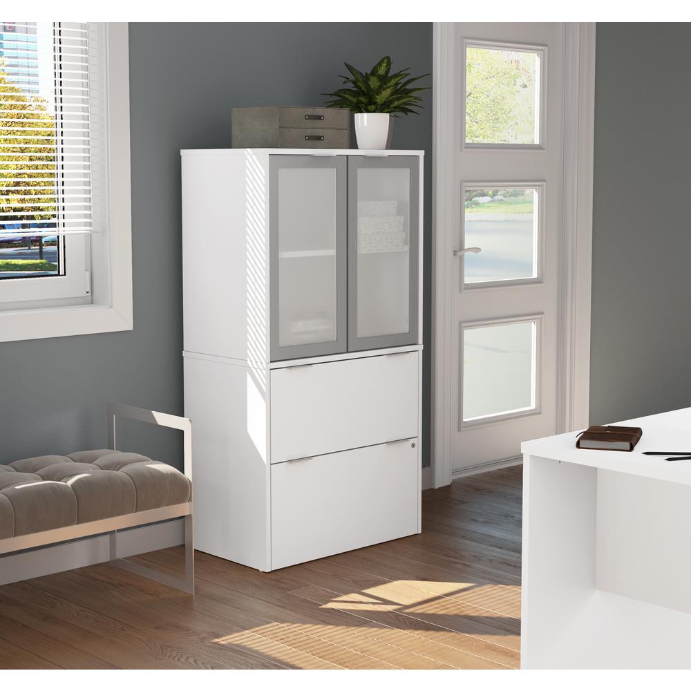 i3 Plus Lateral File with Storage Cabinet in White. Picture 3