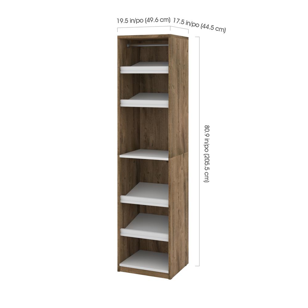 Cielo 19.5" Shoe/Closet Storage Unit Featuring Reversible Shelves in Rustic Brown and White. Picture 5