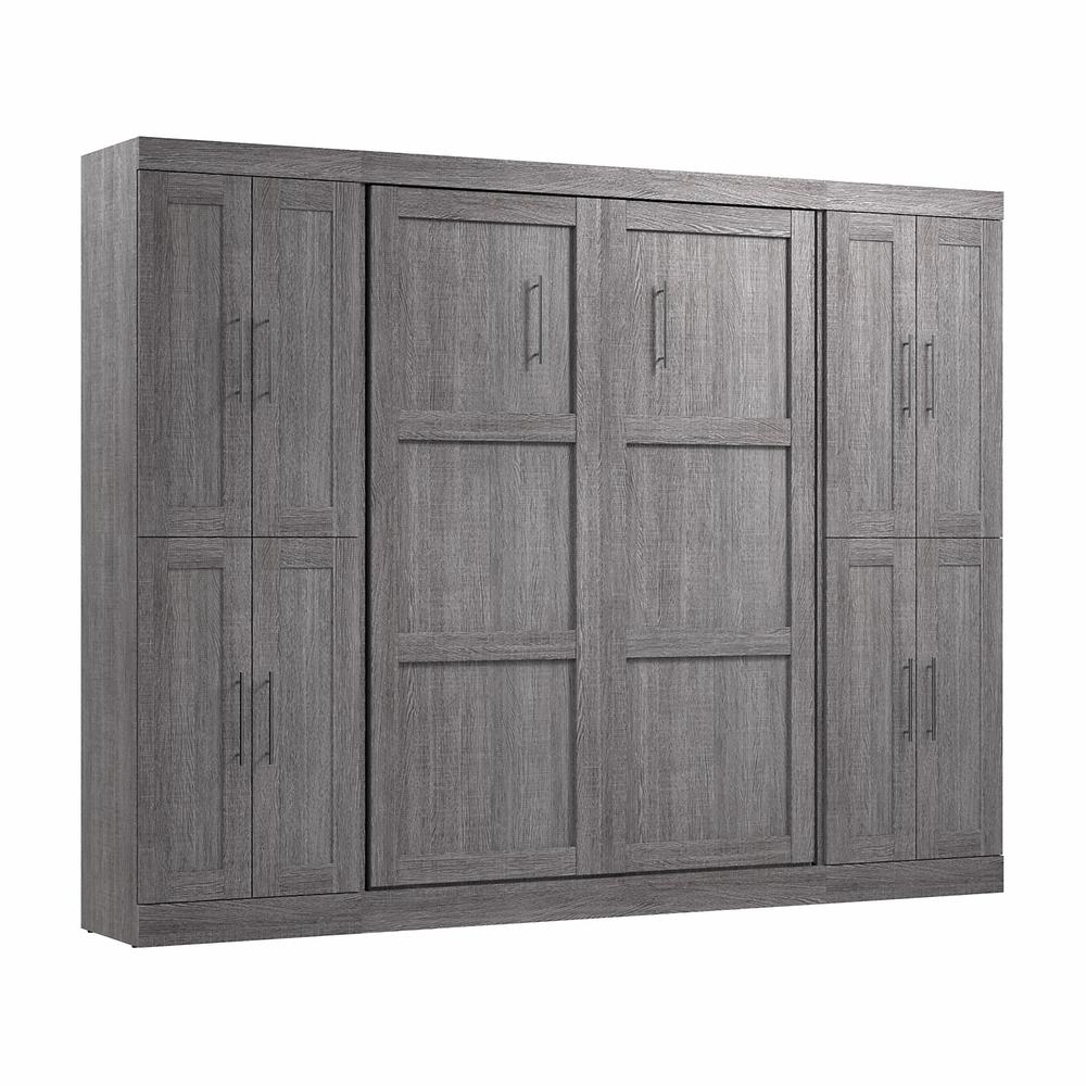 Pur Full Murphy Bed with Storage Cabinets (109W) in Bark Gray. Picture 1