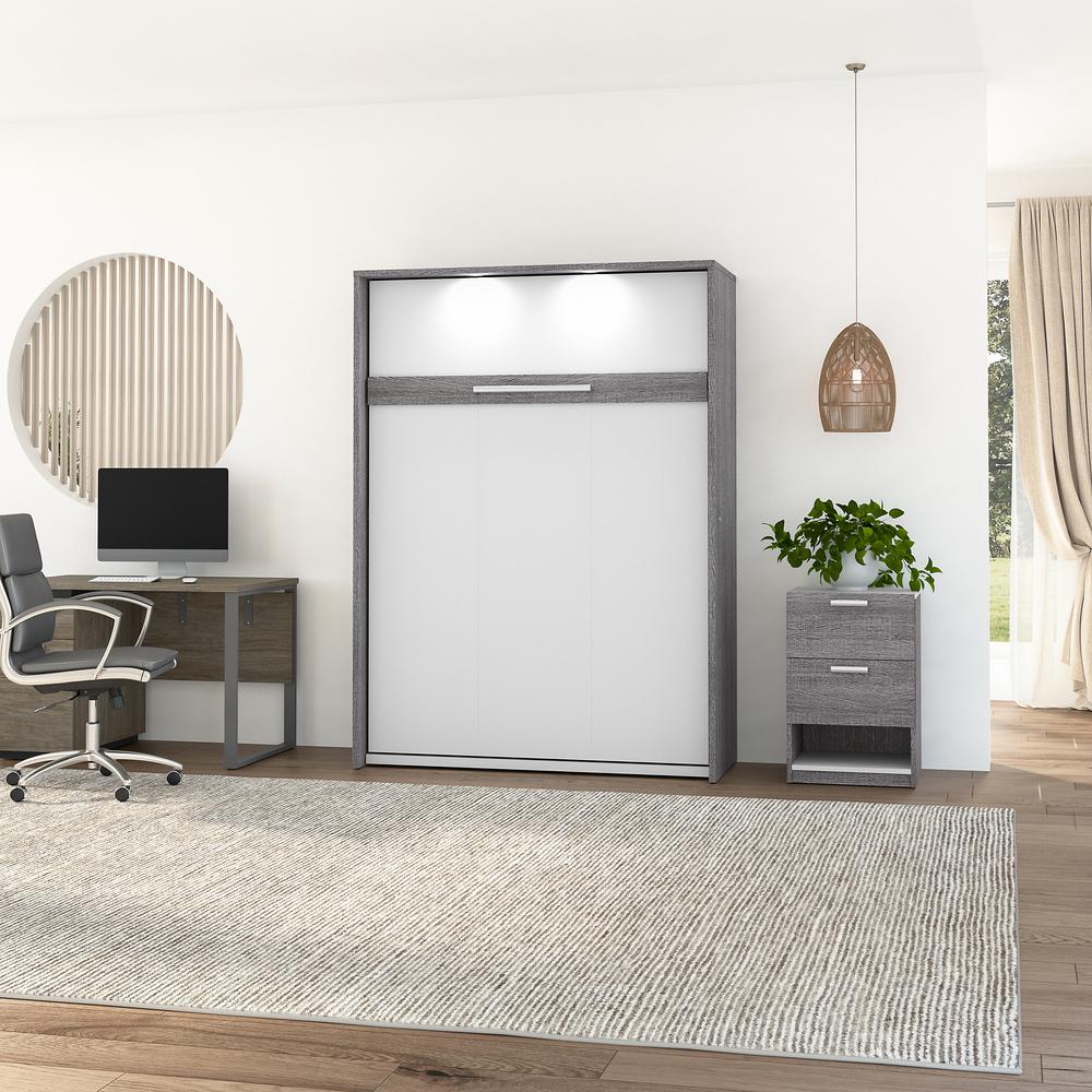 Cielo 60W Full Murphy Bed in Rustic Brown and White. Picture 3