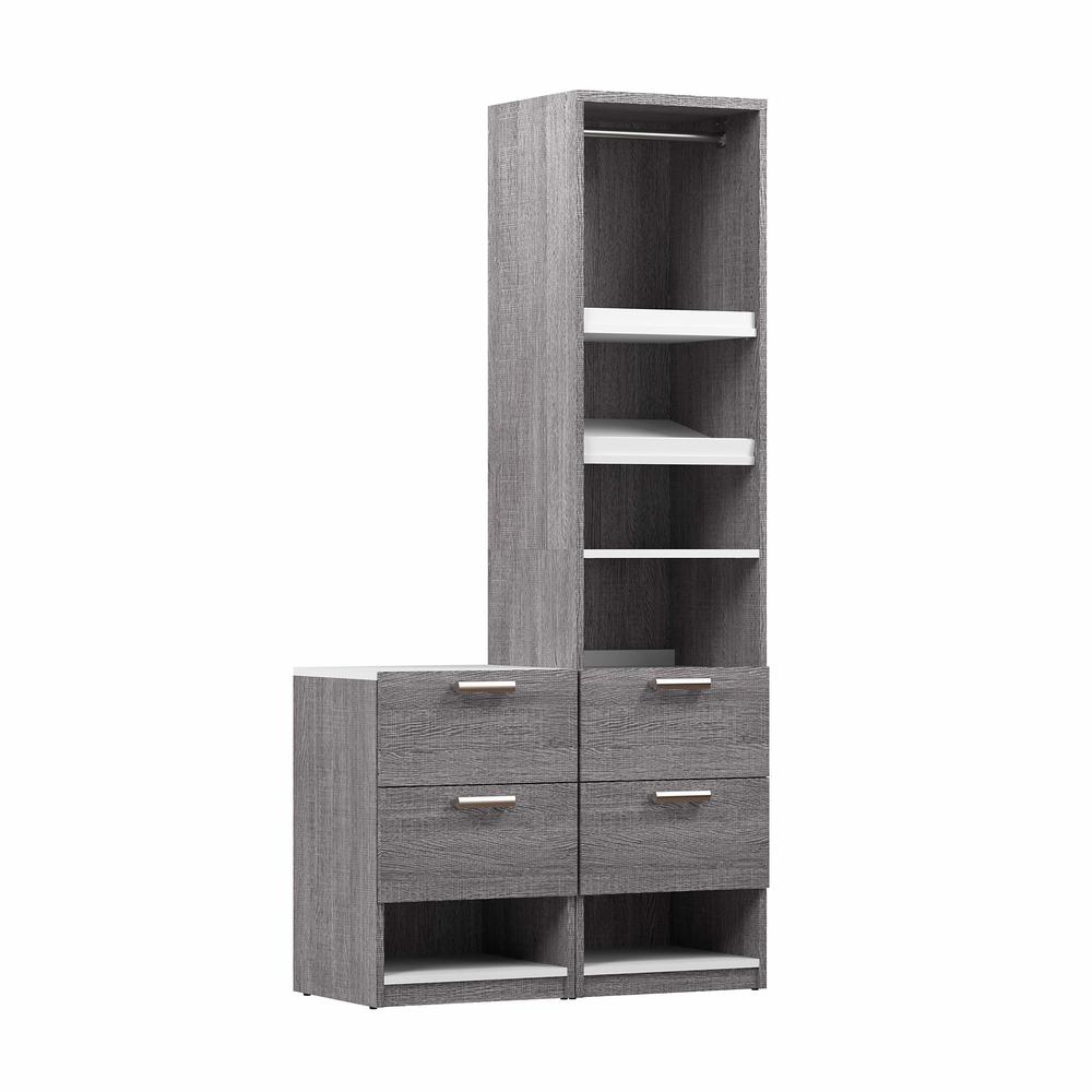 Cielo 40W Closet Organizer with Nightstand in Bark Gray and White. Picture 1