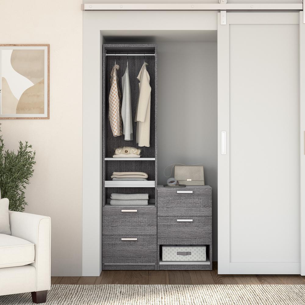 Cielo 40W Closet Organizer with Nightstand in Bark Gray and White. Picture 2