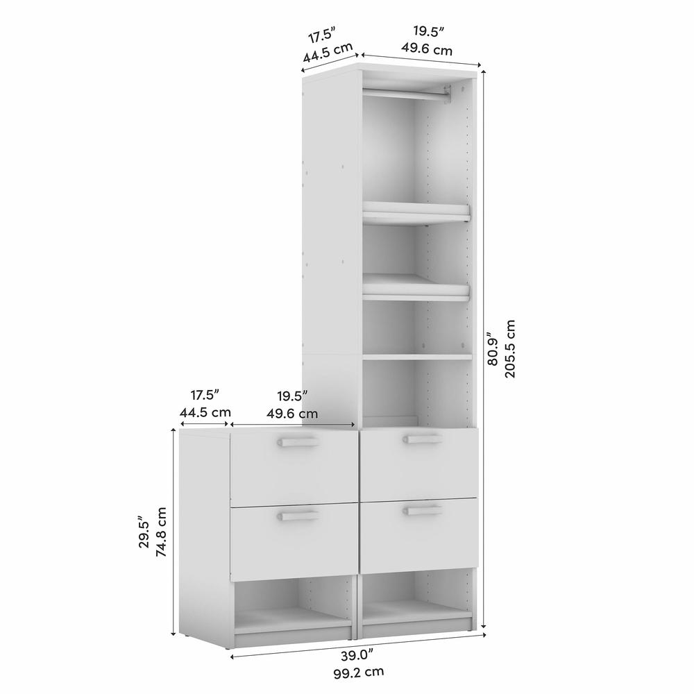 Cielo 40W Closet Organizer with Nightstand in Bark Gray and White. Picture 7