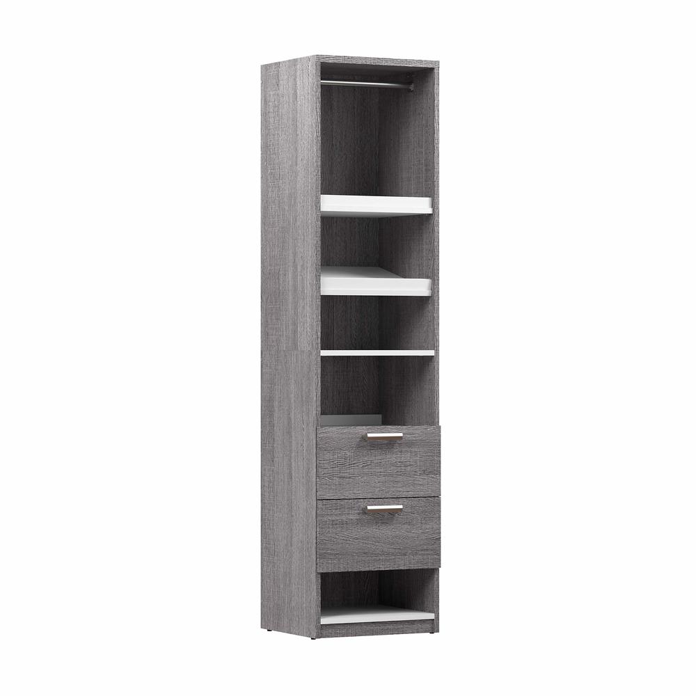 Cielo 20W Closet Organizer with Drawers in Bark Gray and White. Picture 1