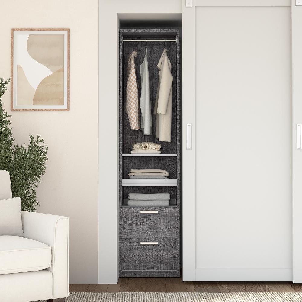 Cielo 20W Closet Organizer with Drawers in Bark Gray and White. Picture 2