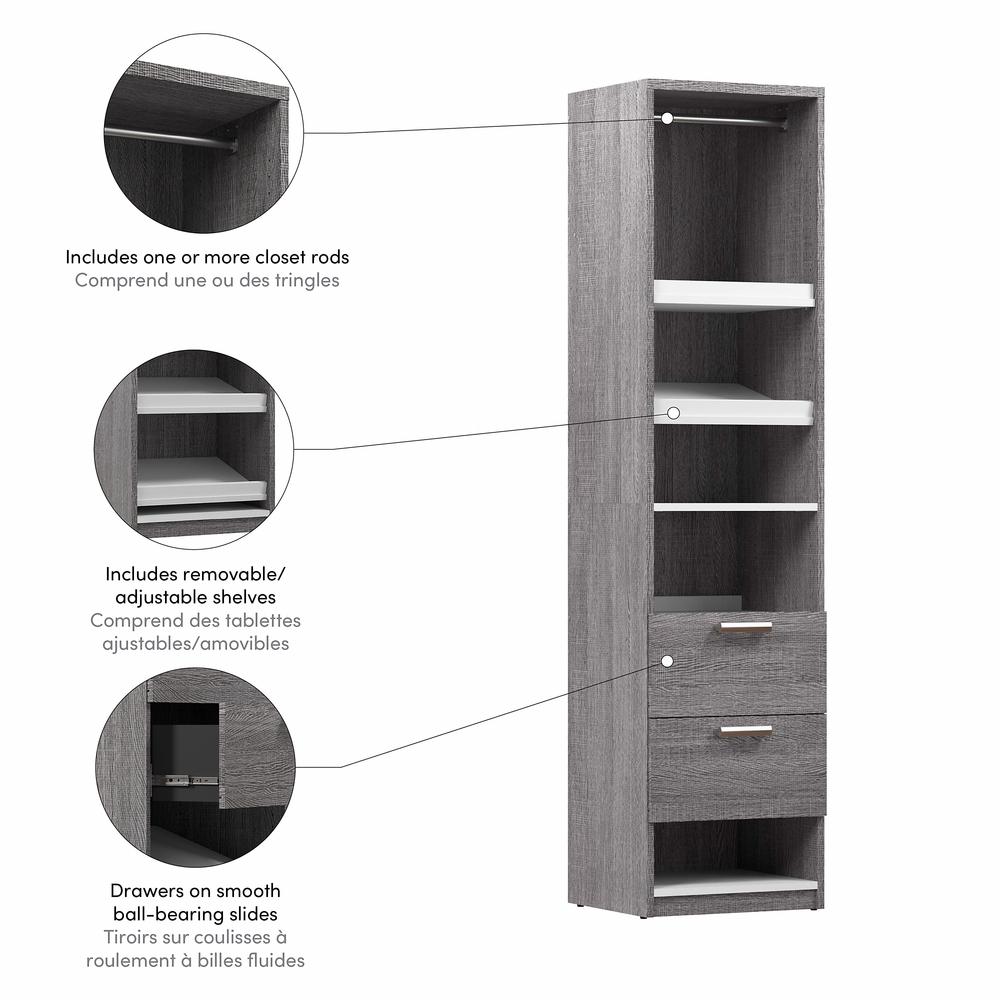 Cielo 20W Closet Organizer with Drawers in Bark Gray and White. Picture 3