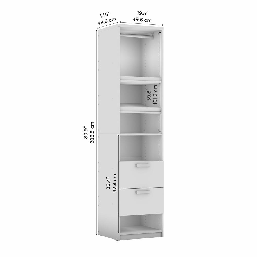 Cielo 20W Closet Organizer with Drawers in Bark Gray and White. Picture 7