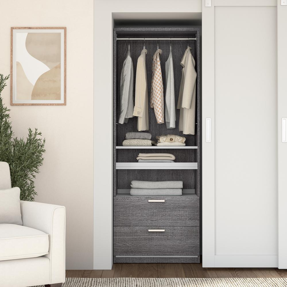 Cielo 30W Closet Organizer with Drawers in Bark Gray and White. Picture 2