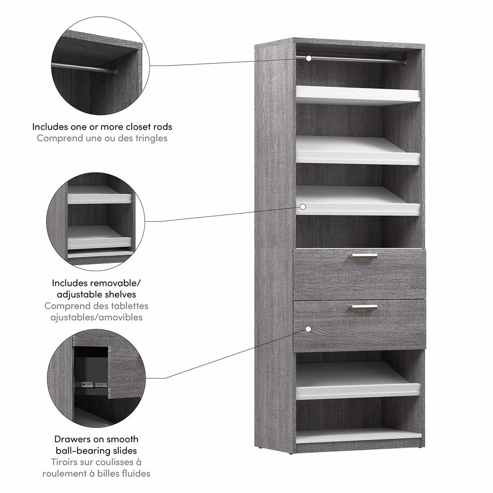 Cielo 30W Closet Organizer with Drawers in Bark Gray and White. Picture 3