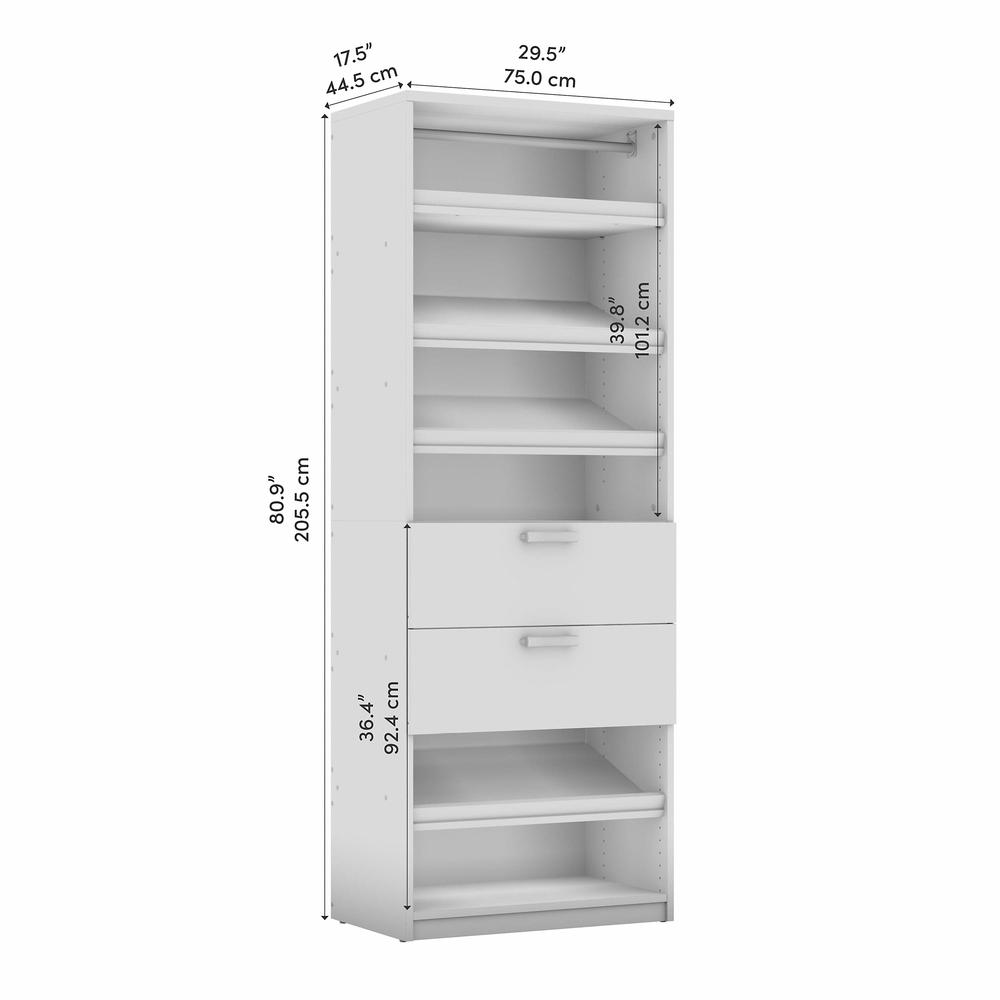 Cielo 30W Closet Organizer with Drawers in Bark Gray and White. Picture 6