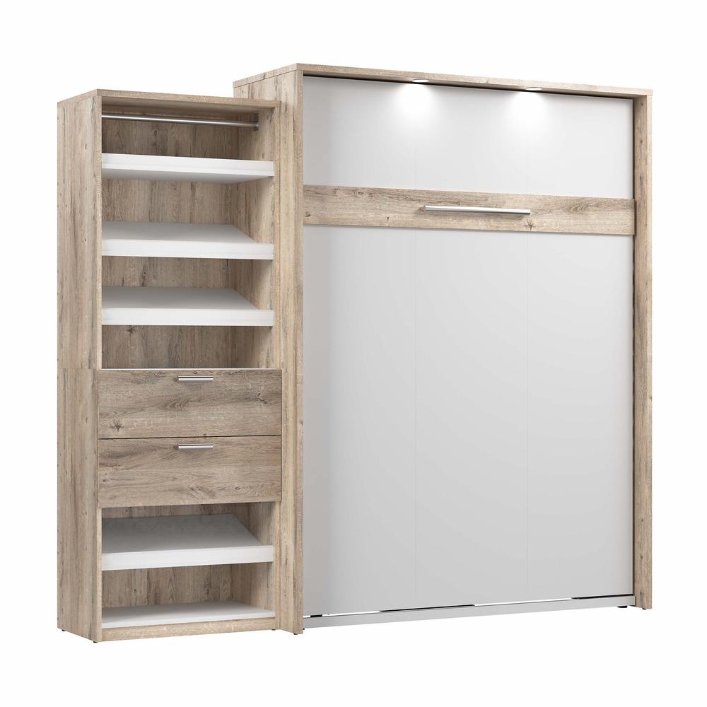 Cielo Queen Murphy Bed with Closet Organizer (95W) in Rustic Brown and White. Picture 1