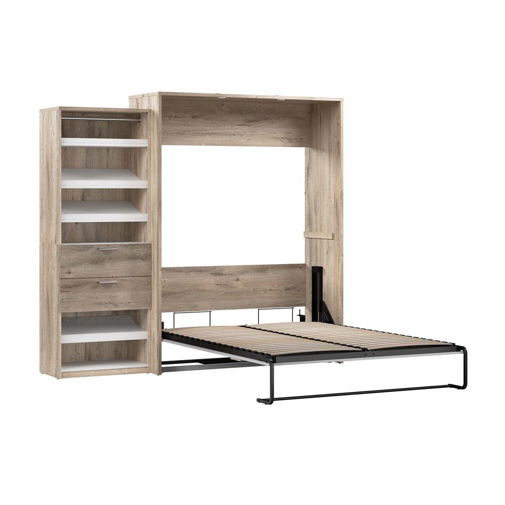 Cielo Queen Murphy Bed with Closet Organizer (95W) in Rustic Brown and White. Picture 4