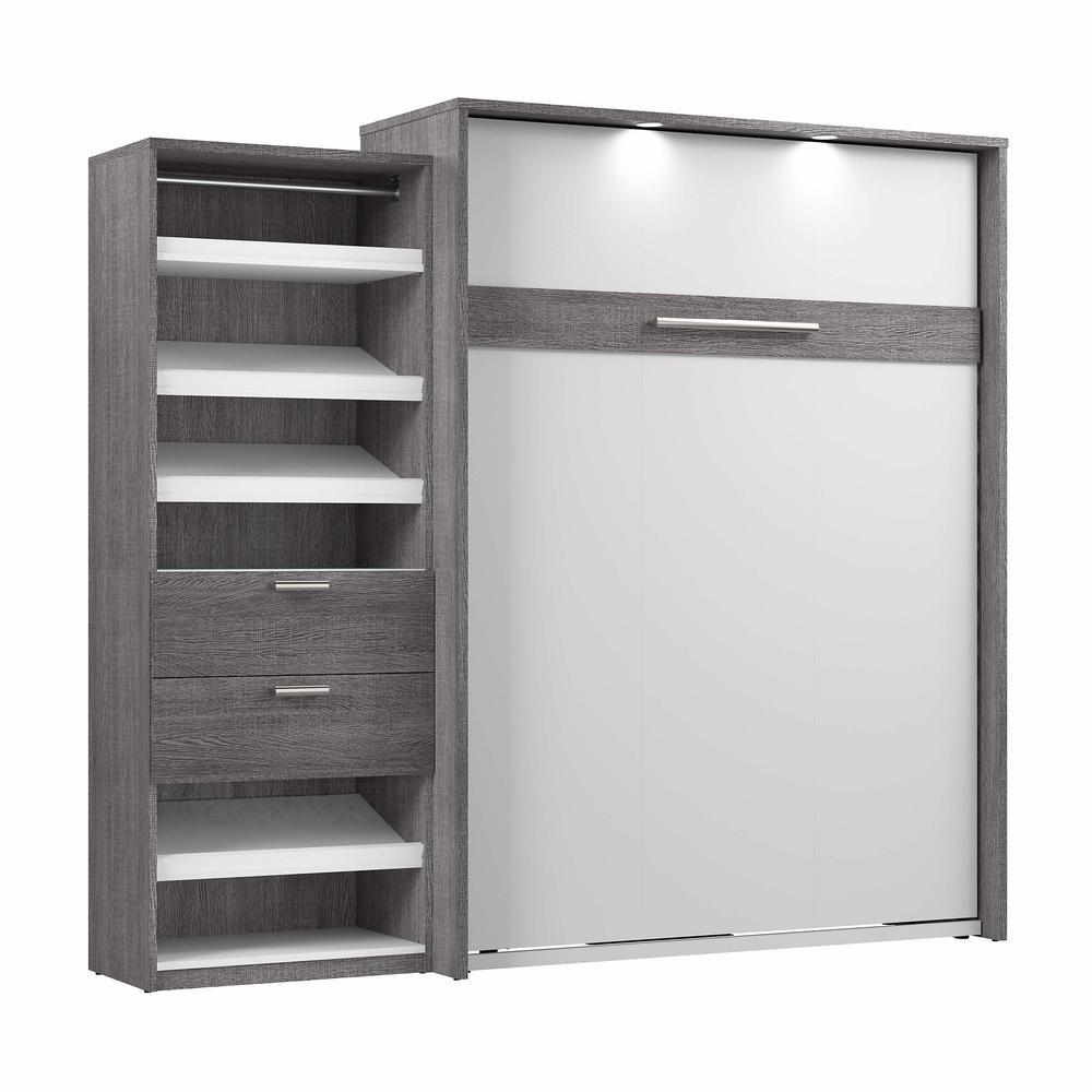 Cielo Queen Murphy Bed with Closet Organizer (95W) in Bark Gray and White. Picture 1