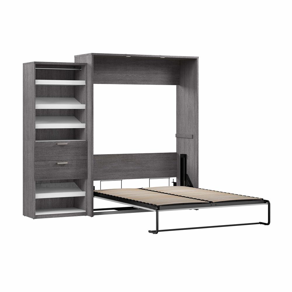 Cielo Queen Murphy Bed with Closet Organizer (95W) in Bark Gray and White. Picture 4