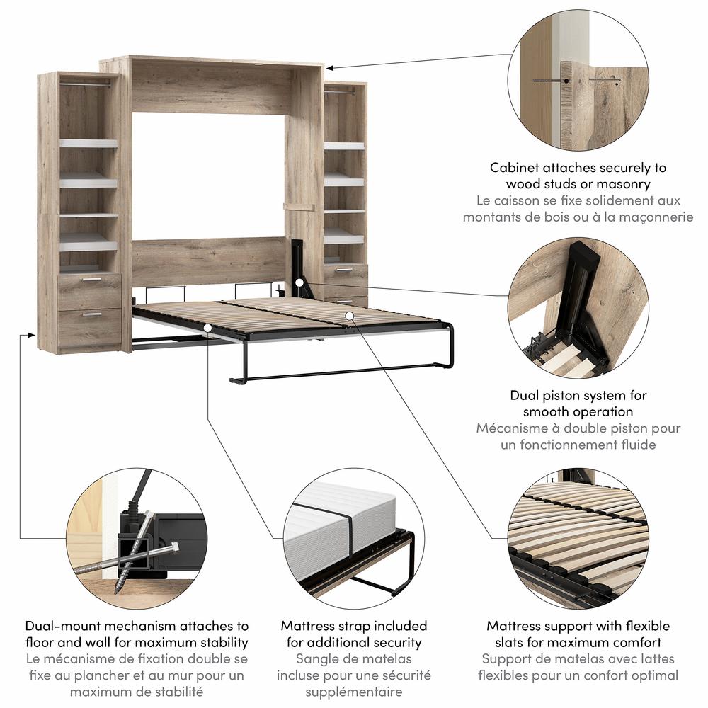 Cielo Queen Murphy Bed and 2 Narrow Closet Organizers with Drawers (105W). Picture 6