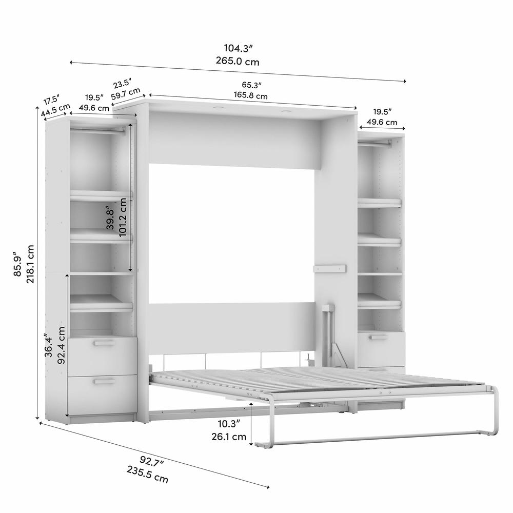 Cielo Queen Murphy Bed and 2 Narrow Closet Organizers with Drawers (105W). Picture 8