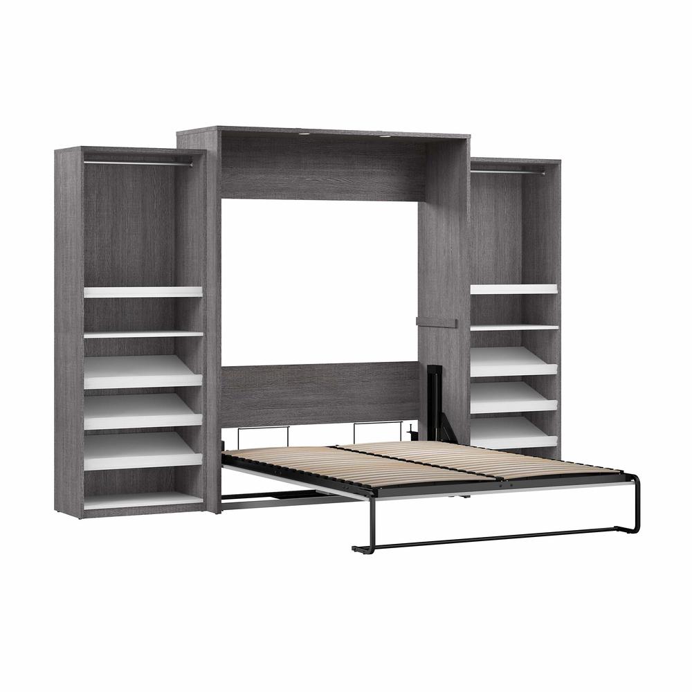 Cielo Queen Murphy Bed with 2 Closet Organizers (125W) in Bark Gray and White. Picture 5