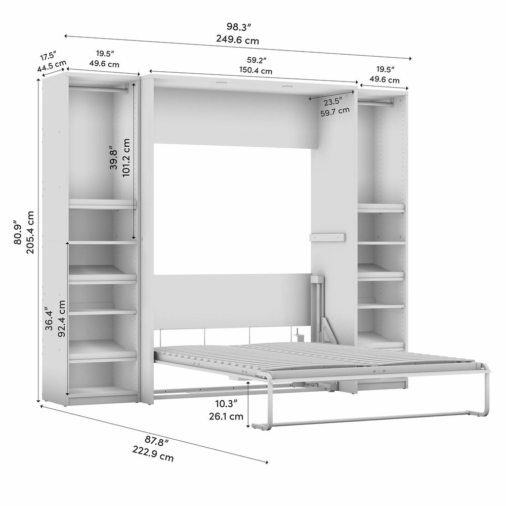 Cielo Full Murphy Bed with 2 Narrow Closet Organizers (99W). Picture 8