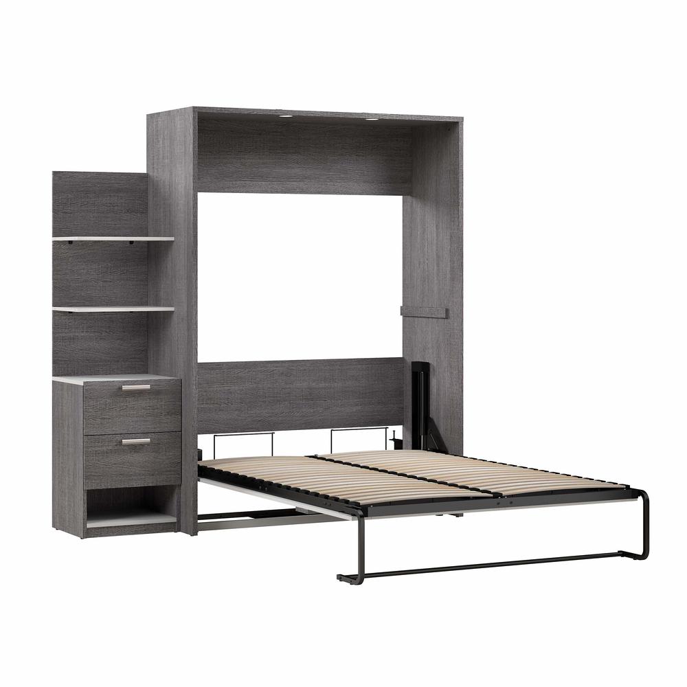 Cielo Full Murphy Bed with Nightstand and Floating Shelves (79W). Picture 5