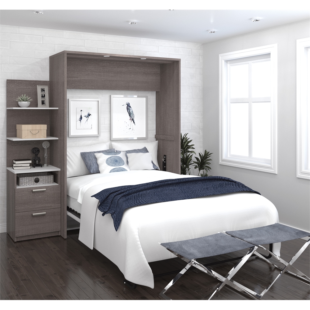 Elite 79" Full Wall Bed kit in Bark Gray and White. Picture 10