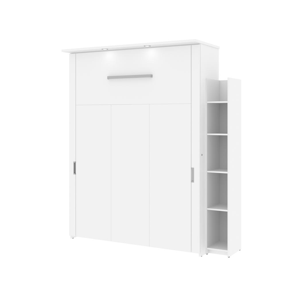 Bestar Lumina Queen Murphy Bed with Shelving Unit (76W) , White. Picture 1