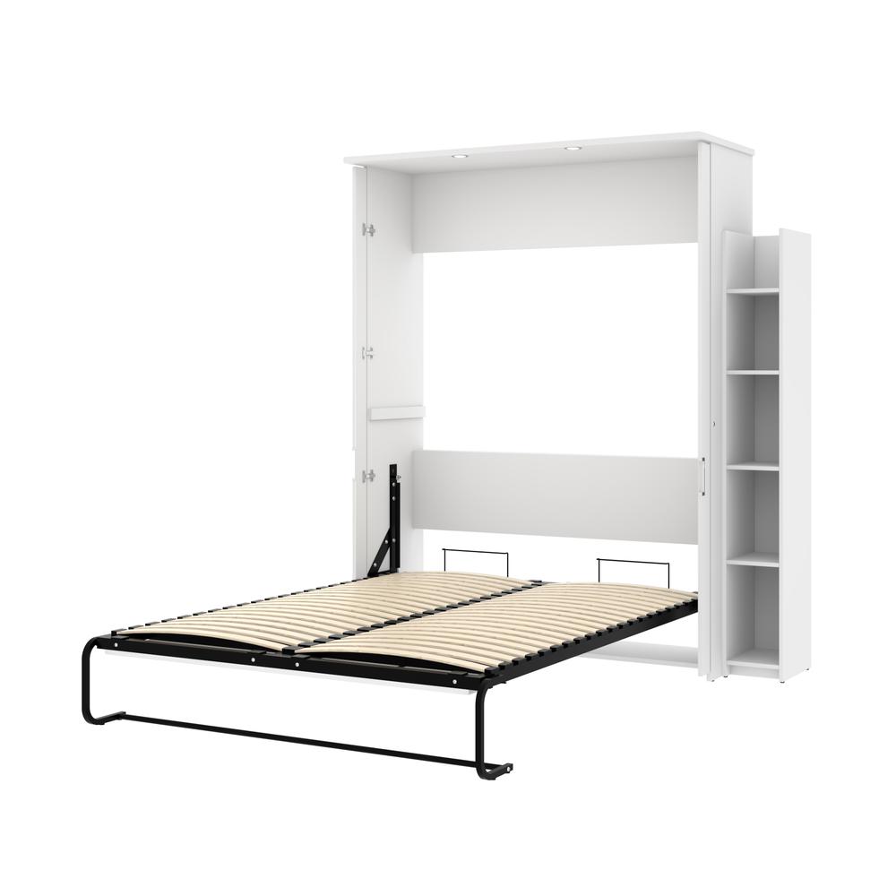 Bestar Lumina Queen Murphy Bed with Shelving Unit (76W) , White. Picture 2