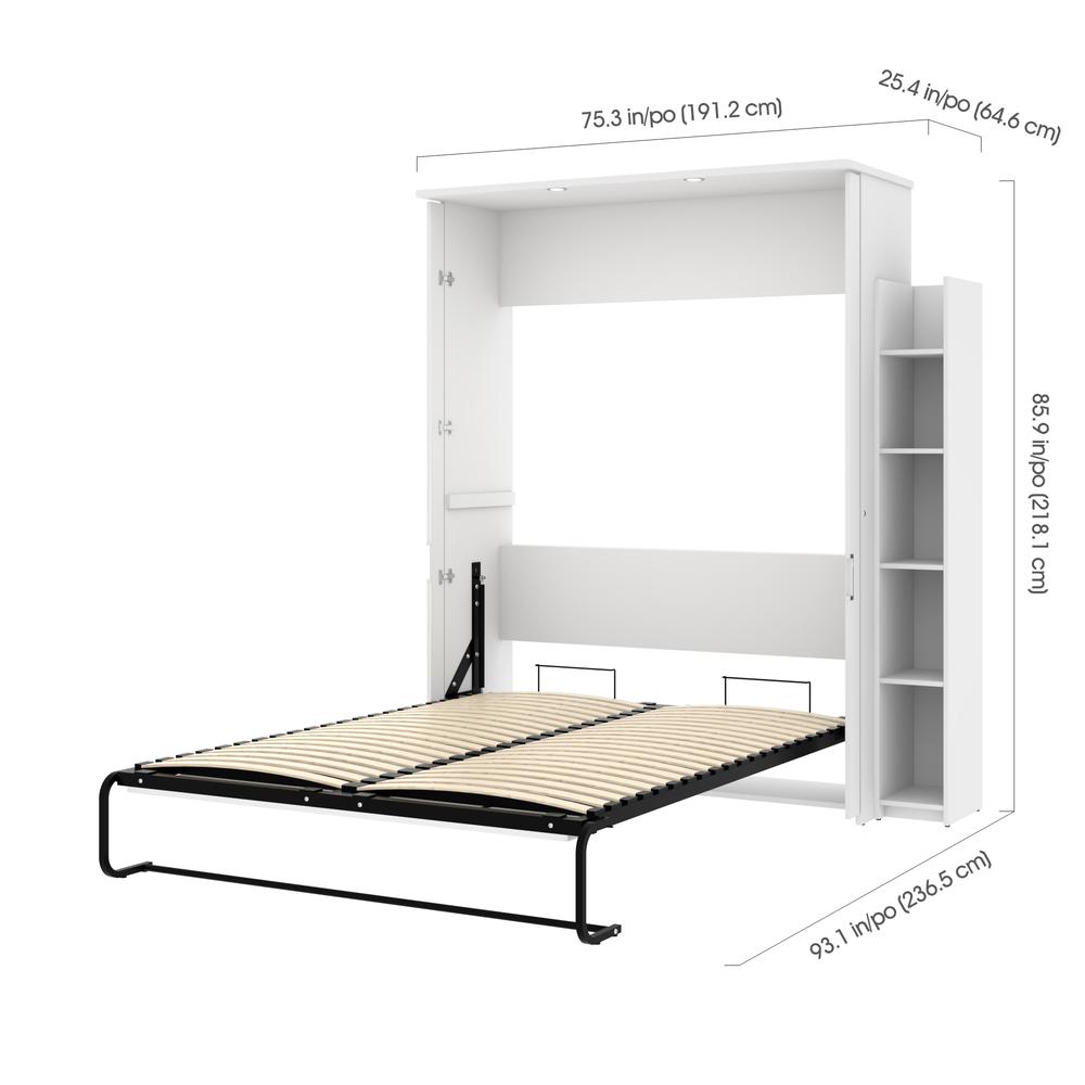 Bestar Lumina Queen Murphy Bed with Shelving Unit (76W) , White. Picture 3
