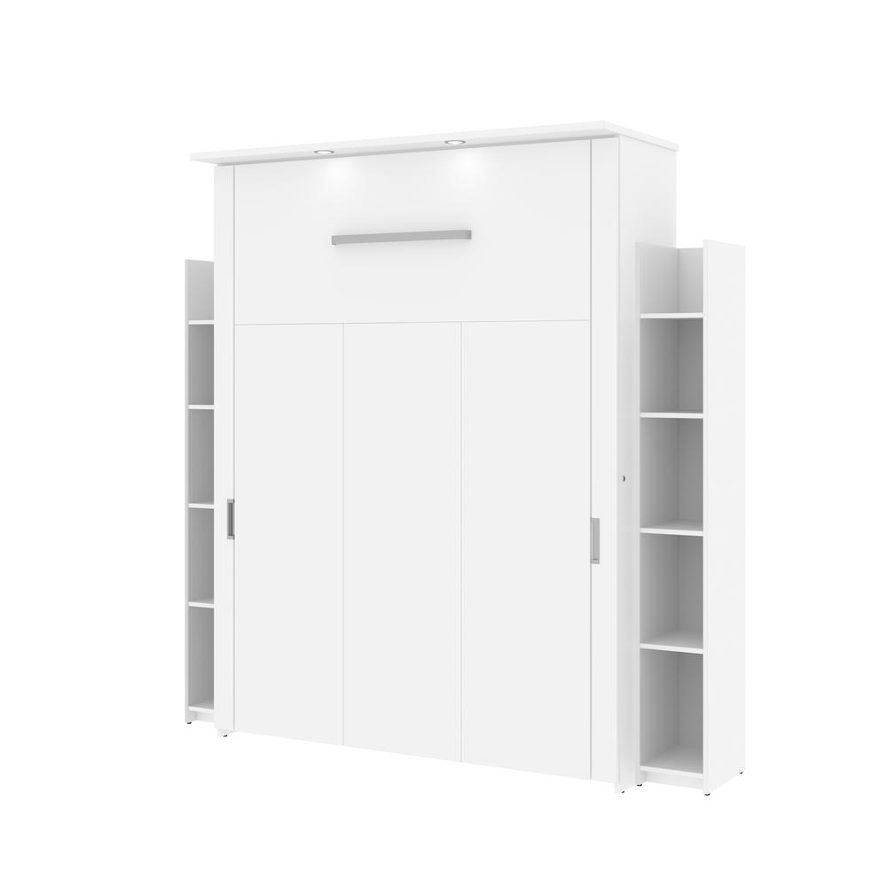 Queen Murphy Bed with Shelves (88W) in White. Picture 1