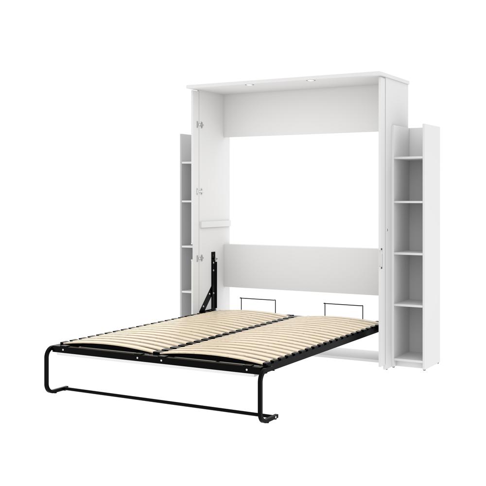 Queen Murphy Bed with Shelves (88W) in White. Picture 2
