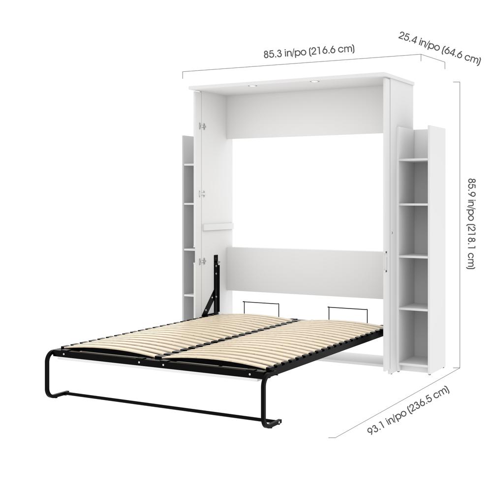 Queen Murphy Bed with Shelves (88W) in White. Picture 4
