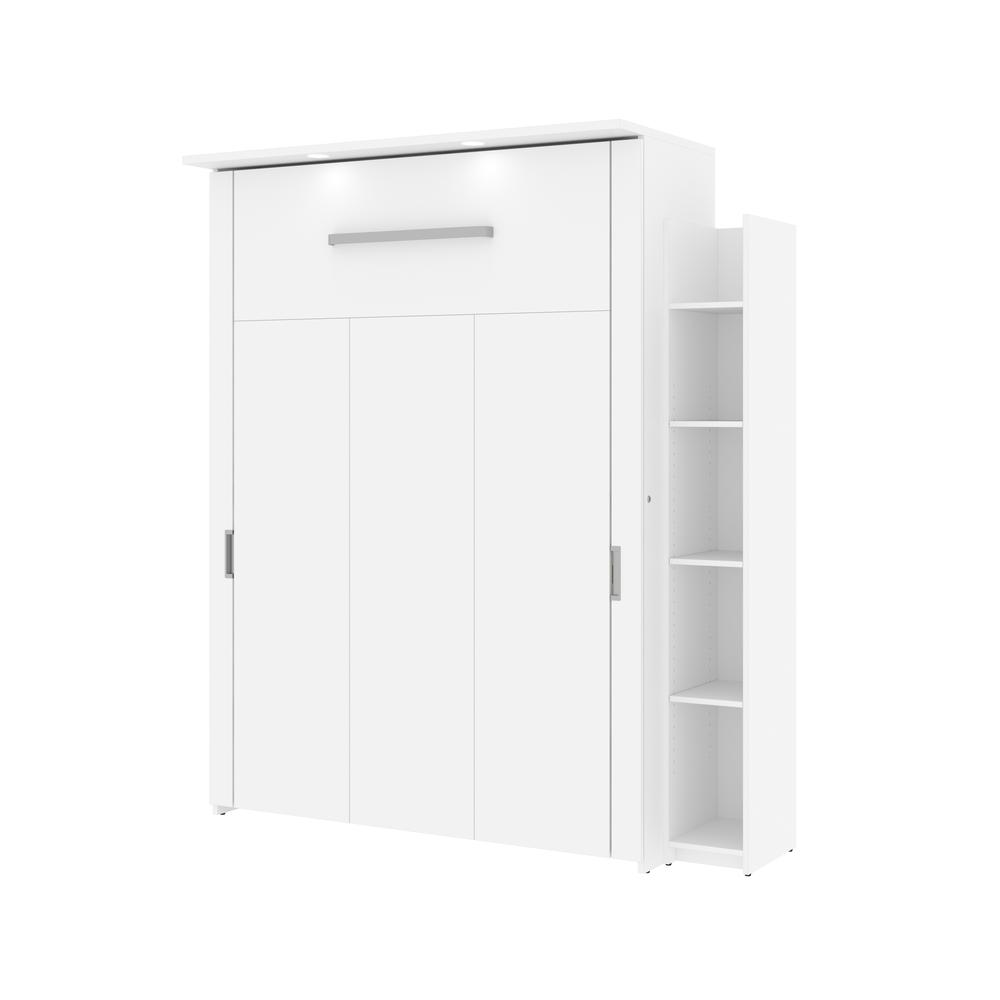 Bestar Lumina Full Murphy Bed with Shelving Unit (69W) , White. Picture 1