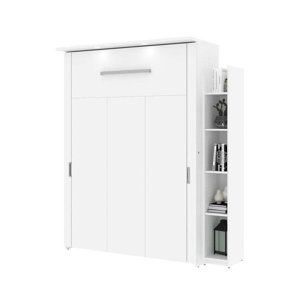 Bestar Lumina Full Murphy Bed with Shelving Unit (69W) , White. Picture 3