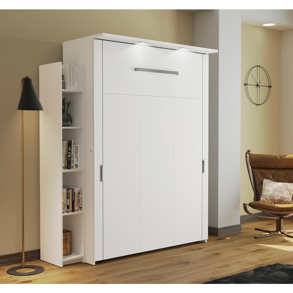 Bestar Lumina Full Murphy Bed with Shelving Unit (69W) , White. Picture 7