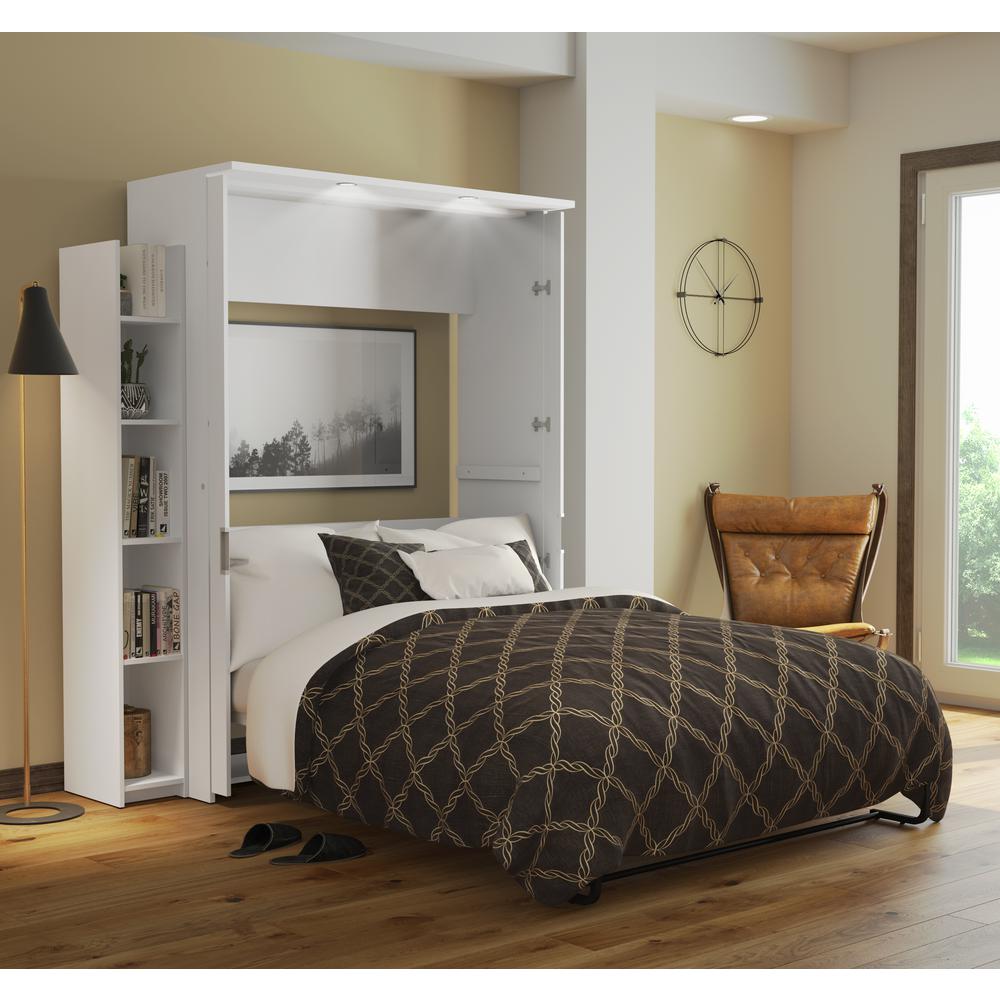 Bestar Lumina Full Murphy Bed with Shelving Unit (69W) , White. Picture 8