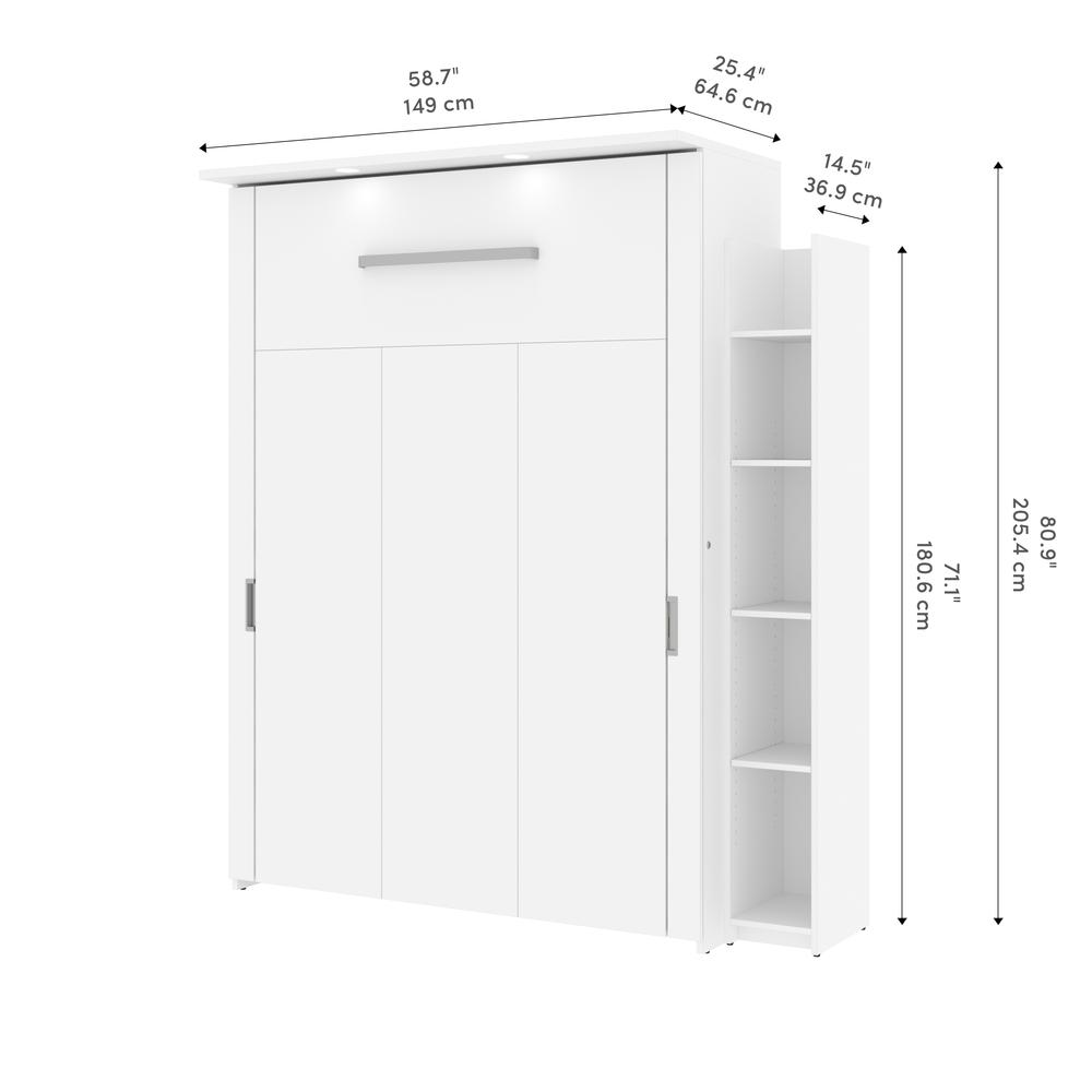 Bestar Lumina Full Murphy Bed with Shelving Unit (69W) , White. Picture 9