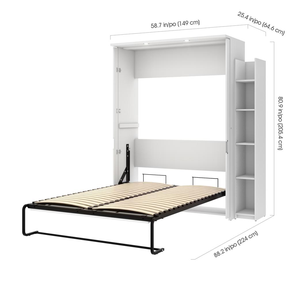 Bestar Lumina Full Murphy Bed with Shelving Unit (69W) , White. Picture 10