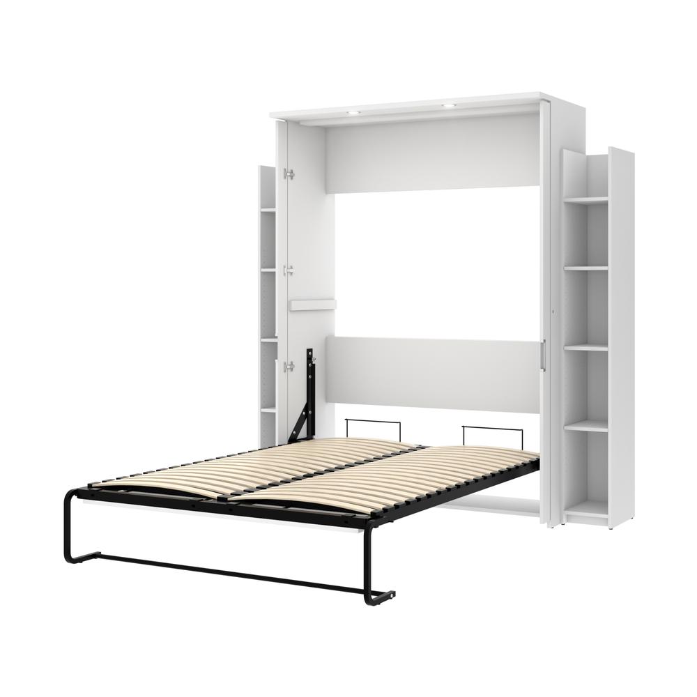Full Murphy Bed with Shelves (81W) in White. Picture 3