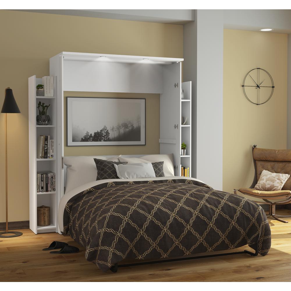 Full Murphy Bed with Shelves (81W) in White. Picture 6