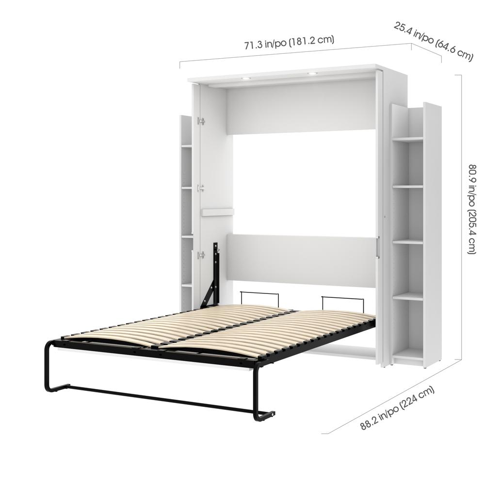 Full Murphy Bed with Shelves (81W) in White. Picture 7