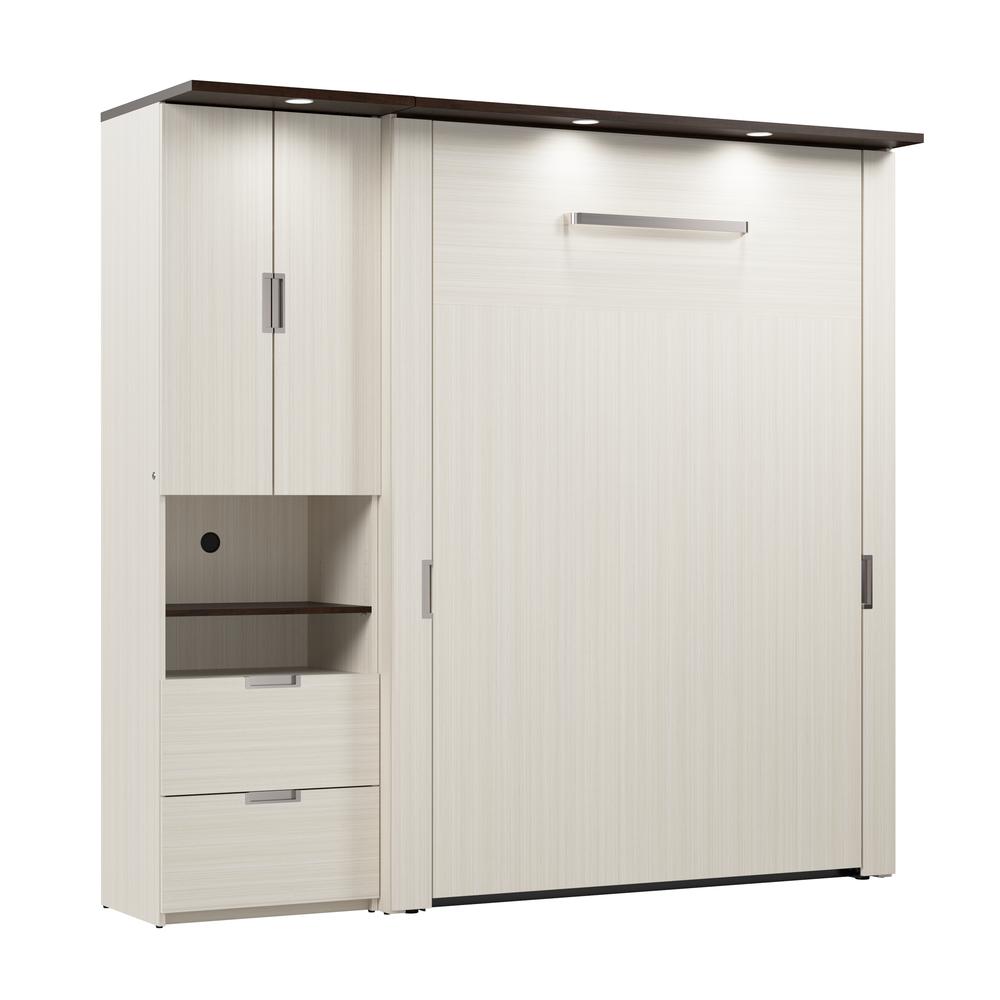 Lumina Full Murphy Bed with Storage Cabinet (84W) in White Chocolate. Picture 1
