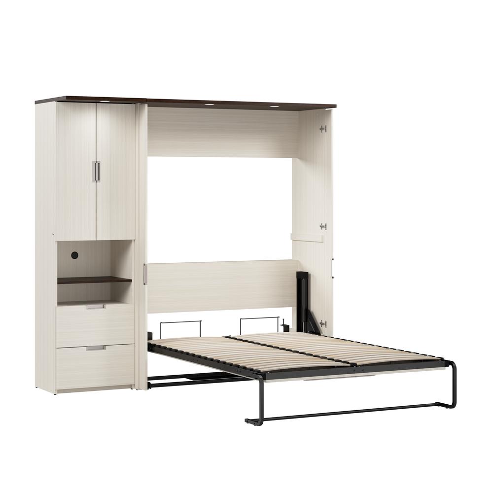 Lumina Full Murphy Bed with Storage Cabinet (84W) in White Chocolate. Picture 2